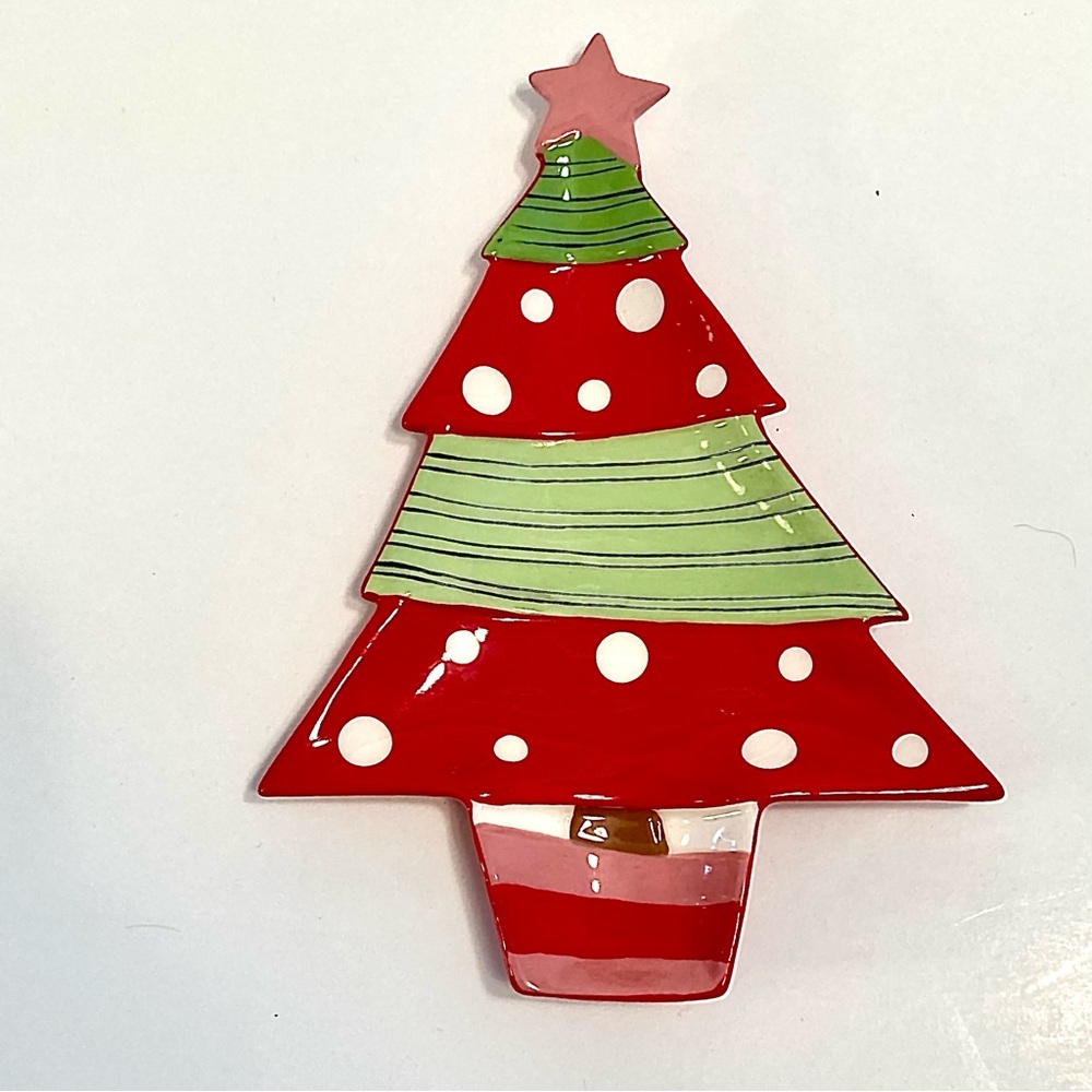 MSC Christmas holiday cookie plate hand painted 8”x10” preowned